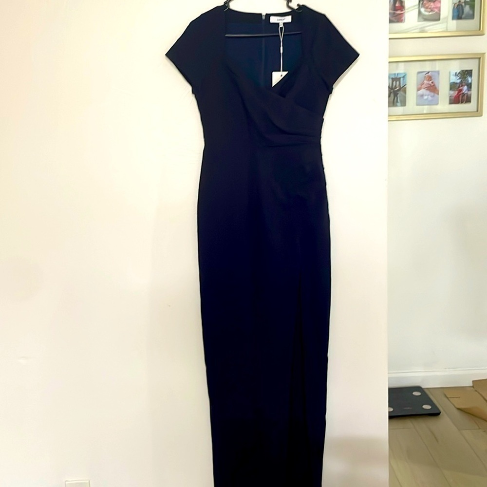 NWT LIKELY Kenrick side slit column gown - Picture 6 of 10